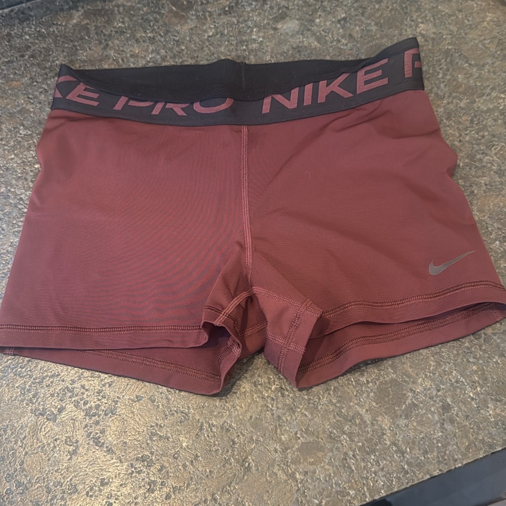 Nike Women's Athletic Shorts in Maroon and Black
